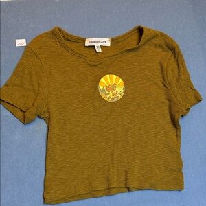 Obsessive Love Size XS Cherish Love Mustard Crop Top with Mushroom Patch